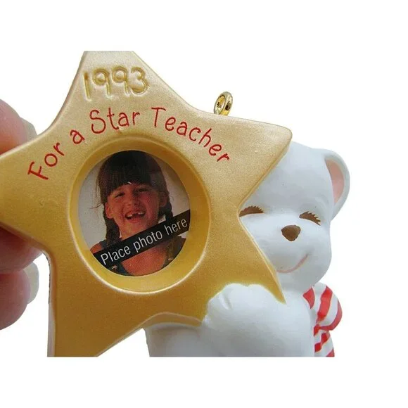 1993 Hallmark Keepsake Ornament Star Teacher White Bear Holiday or Gift Vtg NEW - Picture 9 of 11